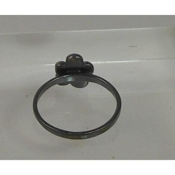 Fun Oxidized Silver Pink Resin Enamel Flower Ring Size 8.25 2g 10mm Wide - Picture 2 of 4